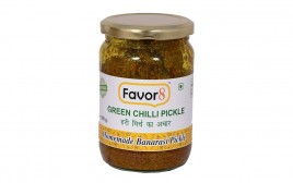 Favor8 Green Chilli Pickle   Glass Jar  500 grams